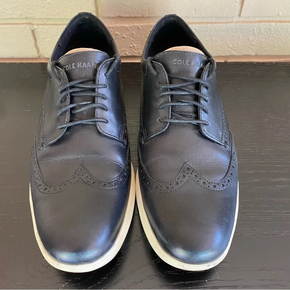 Cole Haan Grand Tour Os Oxfords Wingtip Black Leather Men's 12 C29413 Comfort